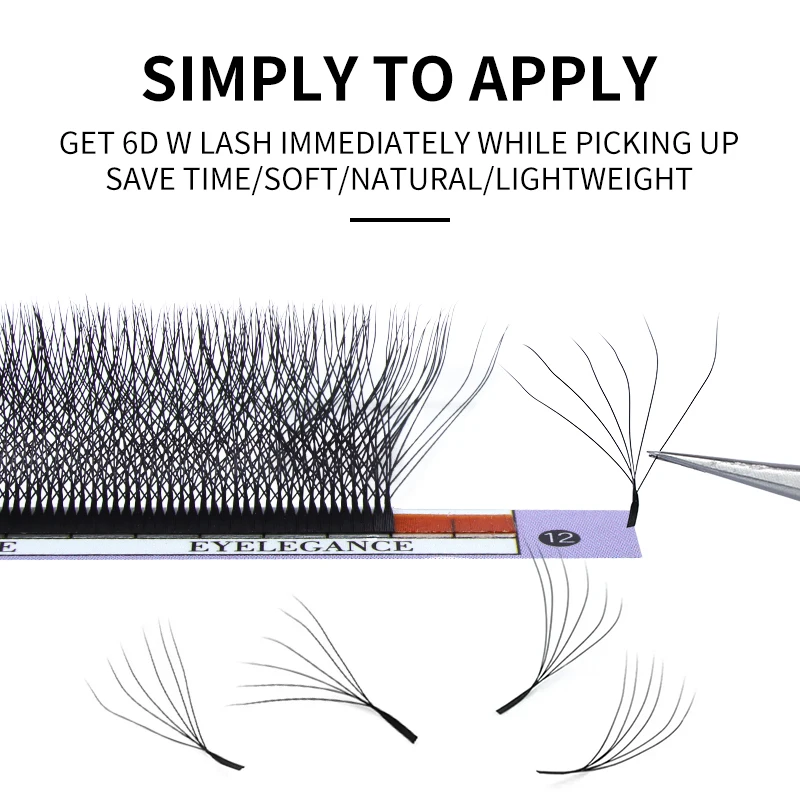 Private Label Korea Pbt Fiber 6D W Shape Lashes Extensions For Beauty Salon