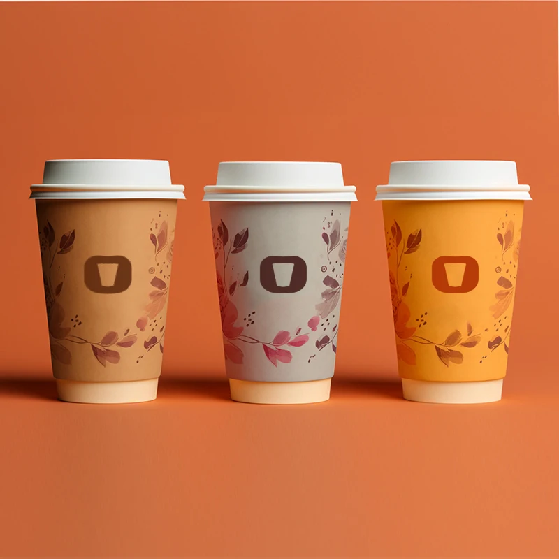 LOKYO Custom printed vasos para cafe desechables con tapa 8oz 12oz hot tea coffee disposable paper cup