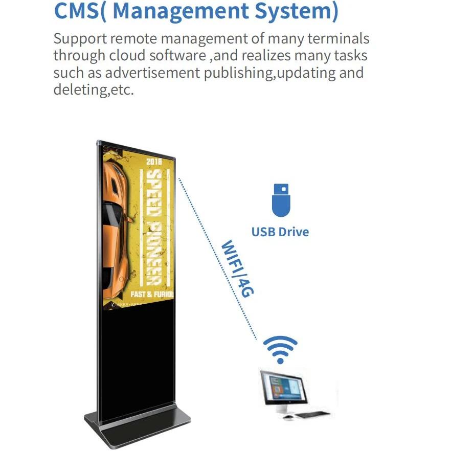 55 inch floor stand digital signage totem lcd multimedia touch screen led kiosk