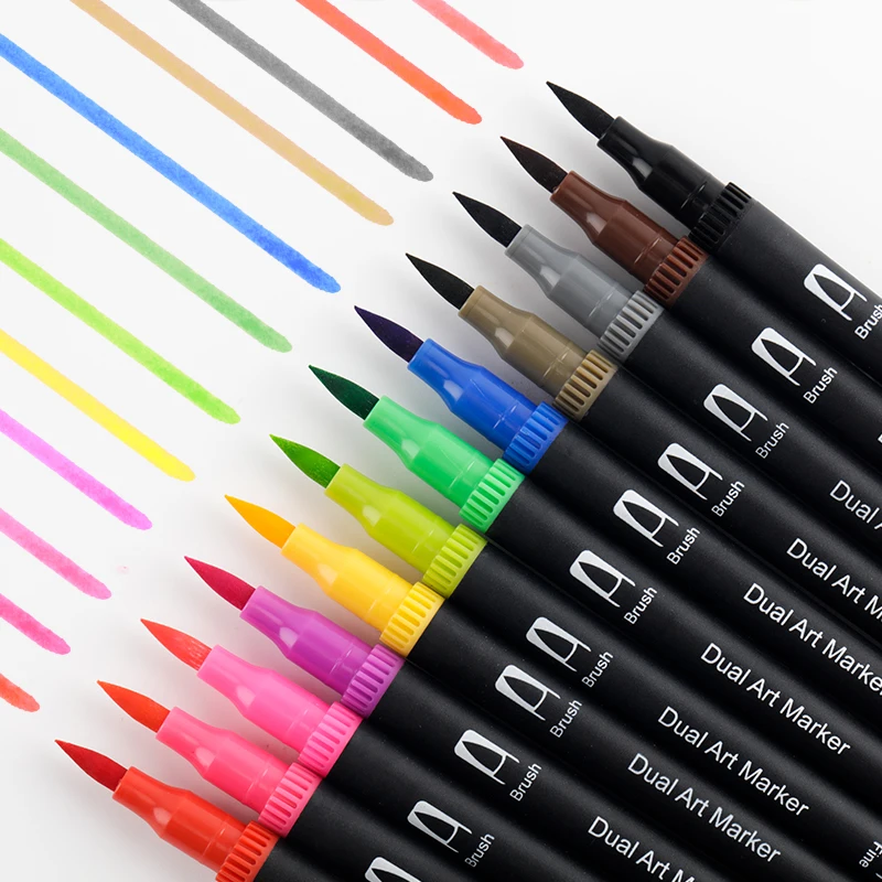 Professional Drawing Watercolor Markers Pen Set, 48 assorted Colors Fine Brush Tips Washable Marker Pen for Kids