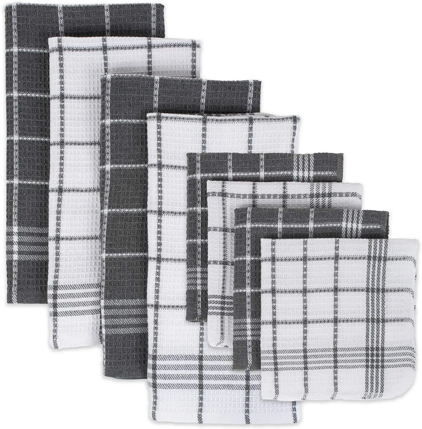 Waffle Weave Kitchen Towels Collection 100% Cotton, Machine Washable, Fast Drying and Absorbent