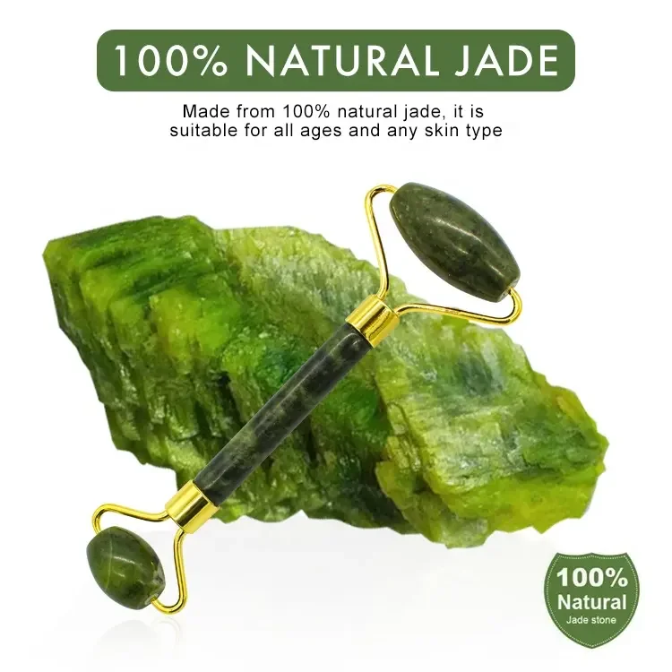 2023 Beauty Massager Wholesale Green Jade Roller Gua Sha Set 100% Natural