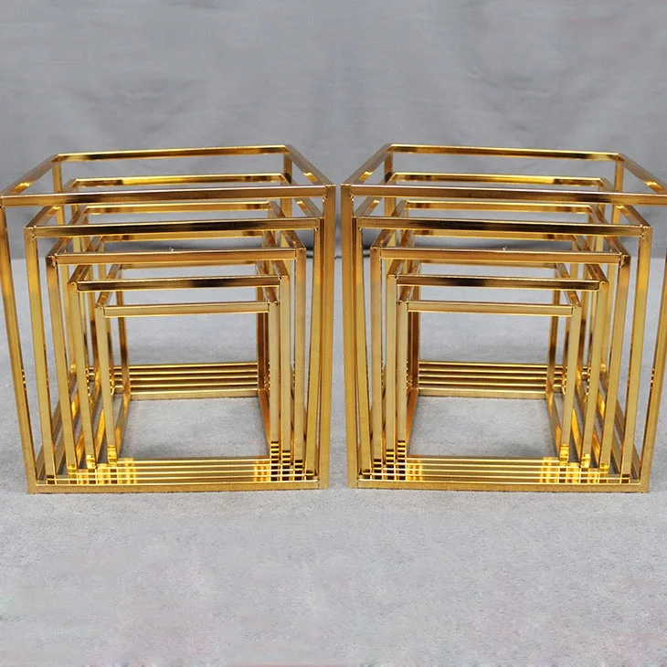 Wedding Top Sale Square Smaller Stand Metal Flower Holder Gold Centerpiece Supplier