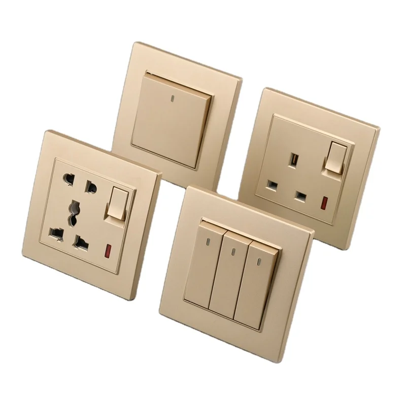 Factory price British standard electric light switch and  wall socket outlet with indicator