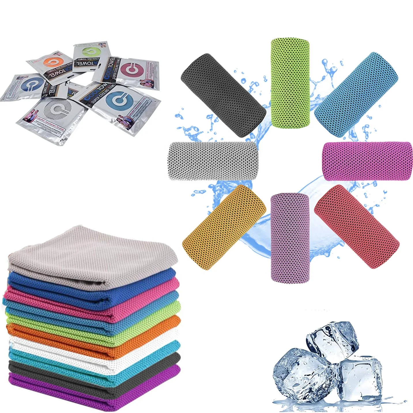 Custom Fitness Yoga Cold Towels Travel Outdoor Portable Ice Cool Microfiber Sports Gym Cooling Towel