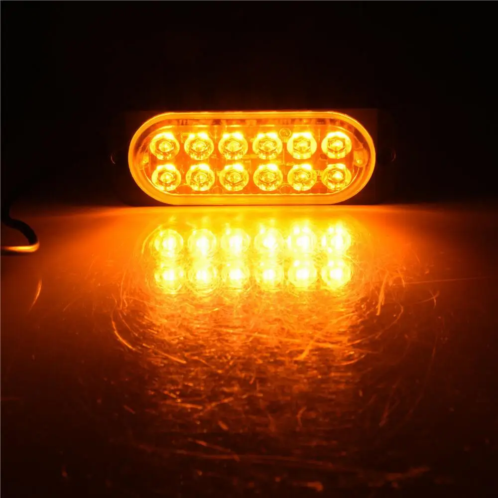 Emergency Strobe Lights, Universal 12LED Surface Mount Amber Emergency Warning Hazard Flashing Strobe Light