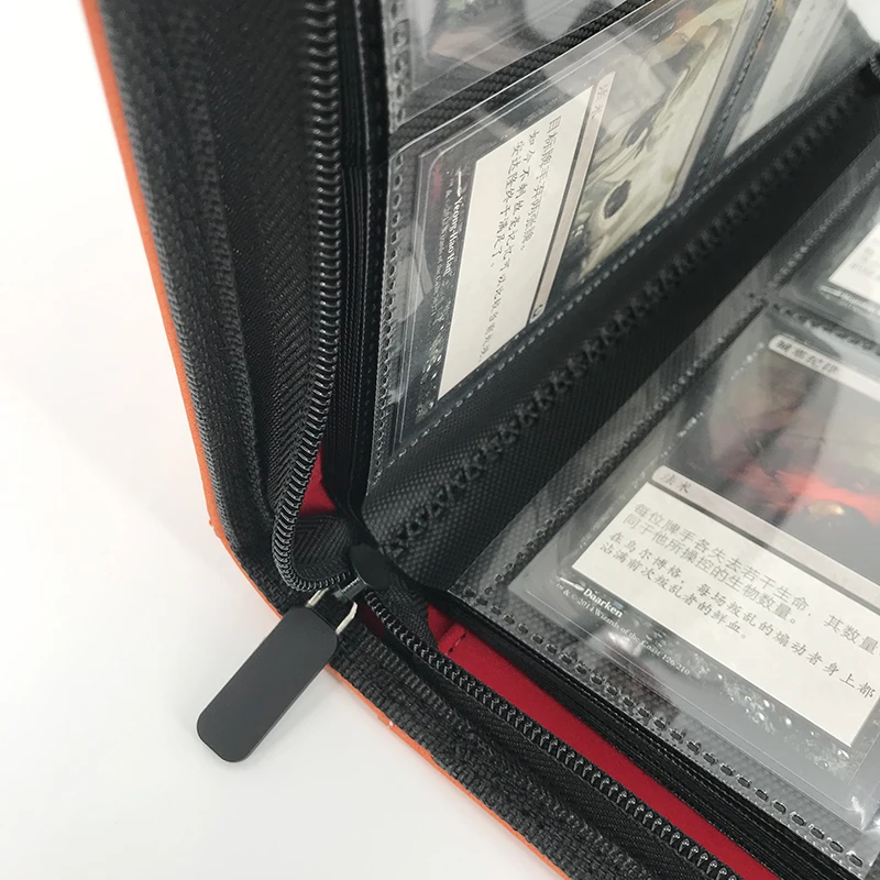 PU Large Capacity Custom 4-pocket Card Photo Album With Zipper Leather Binder