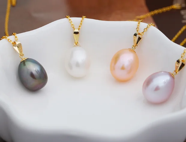 Real solid 18K genuine pure karat yellow gold Fresh Water Natural Freshwater Cultured Pearl Jewellery Jewelry Set