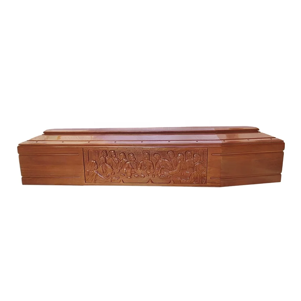 Chinese factory produces European-style customized poplar coffins with customized engraving patterns color caskets and coffins