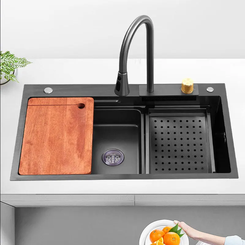 Глубокая одномиска умная водопадная кухонная раковина с фильтром