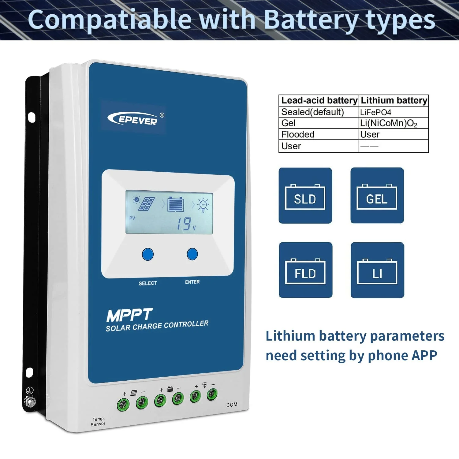 12v 24v off grid system controller Tracer 2206AN pv 60v solar panel charge controller epever 20a mppt solar charge controller