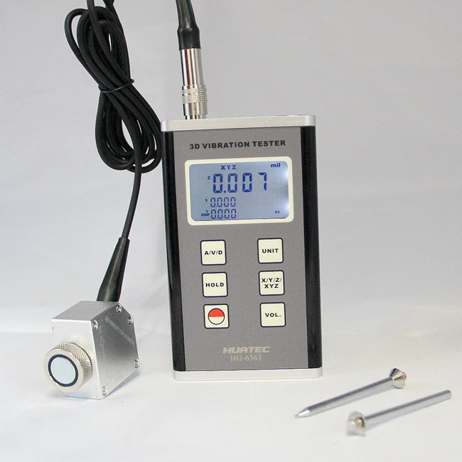 3D XYZ Digital Portable Vibration Meter HG-6363 3 Axis Piezoelectric accelerometer