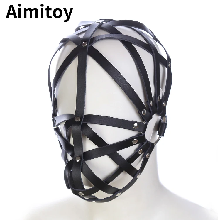 
Aimitoy Adult BDSM Bondage Adult Games Sex Toys Full-face Removable BDSM Bondage Hood Black Sex Erotic Toys Headgear for Couples 