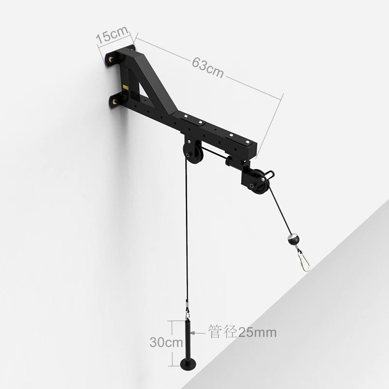 Wall Mounted Squat Rack Cable Station Gym Pull Down with Adjustable Dual Pulley System