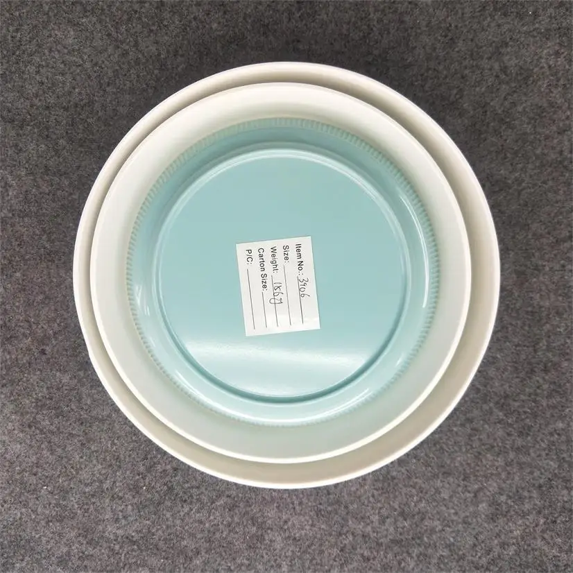 Food grade Two Tone Color Deep Round Plate Melamine soup serving dinner plates