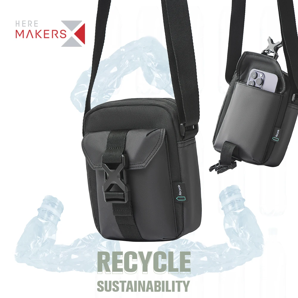 BSCI GRS Manufacturer Wholesale Fashion casual Unisex Shoulder strap purse Recycled mobile phone Sling bag