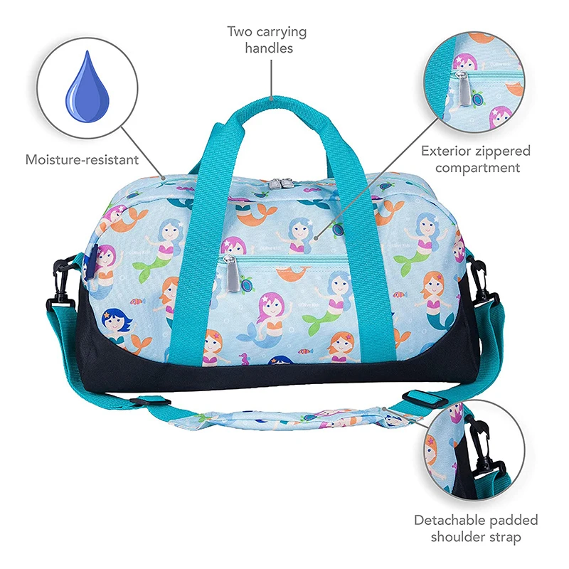 Kids travel bags custom logo Printing cartoon Girls Children Sports Fitness Gym Tote small travel kids duffle bag