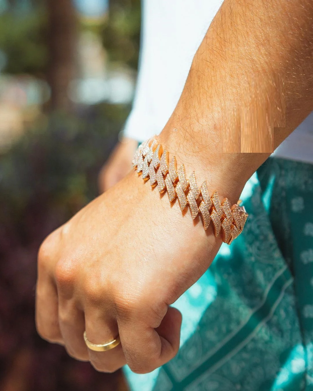 Big Heavy Hip Hop Rock Men Boy Jewelry Micro Paved 5A CZ Cubic Zirconia 30MM Spike Cuban Link Chain Bracelet