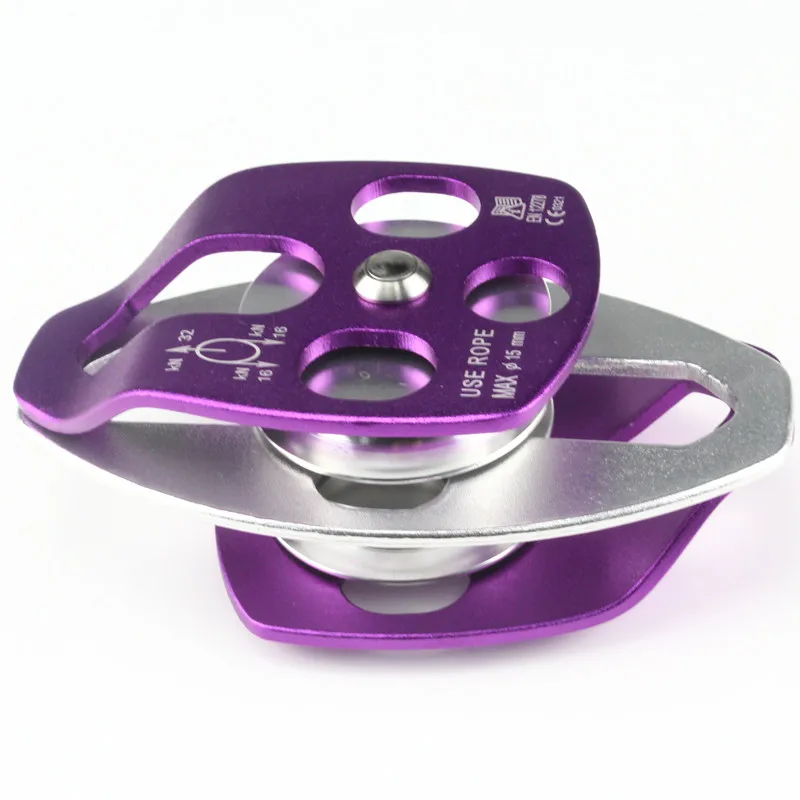 Heavy duty CE standard outdoor climbing protection double wheel pulley