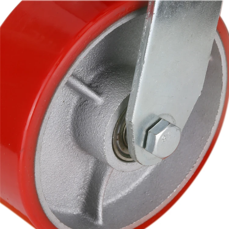 50 мм 70 кг Pu полиэтан на чугунном ядре направляющее колесо с блокировкой