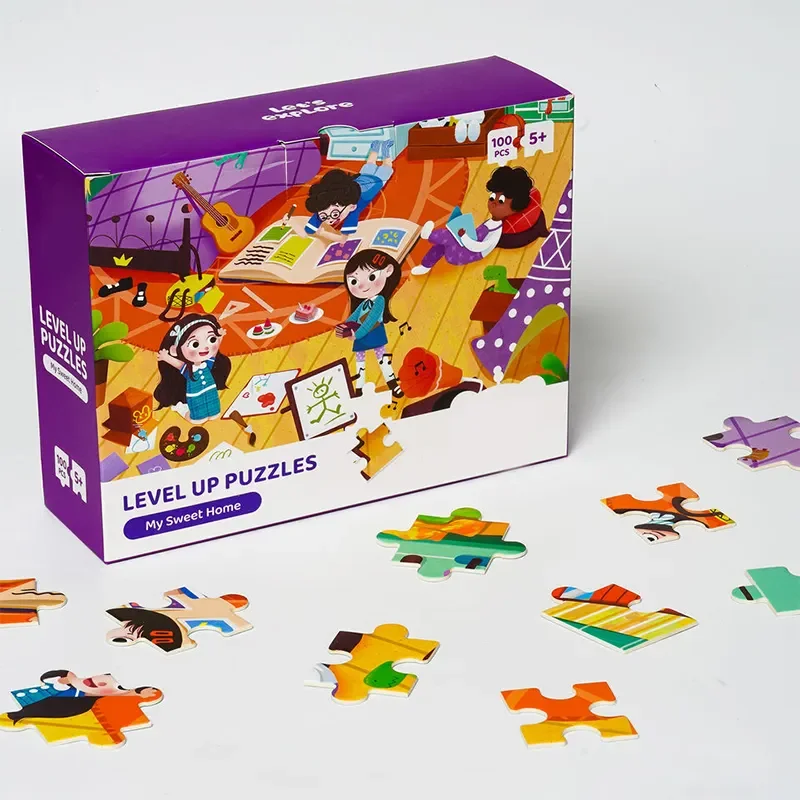 Custom Level up Puzzle My Sweet Home for Girl 50 54 88 100 Pieces Paper Eco-friendly Shenzhen Customized Kids Gifts 5 to 7 Years