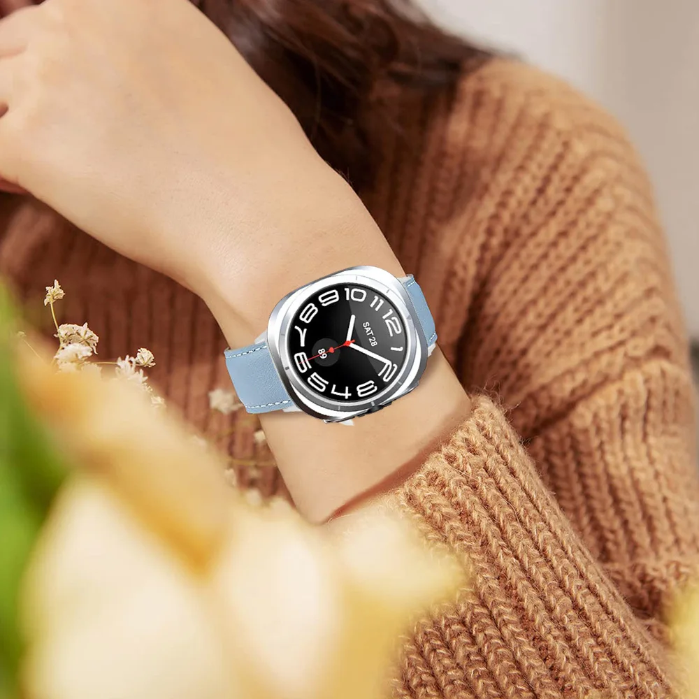 47mm High Quality Genuine Leather Strap For Samsung Galaxy Watch 7 Ultra Leather Smart Watch Band