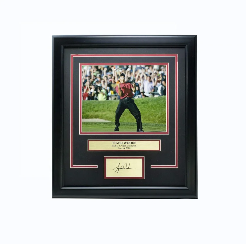 Custom handmade tiger woods signed photo frames wood decoration wall decor wood craft for supplies Graduation certificate frame