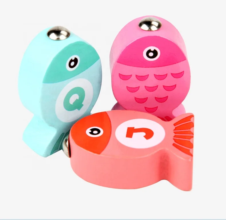 Baby Puzzle Board Teaching Aids Eco Friendly Educational Toys Set Fish Magnetic Wooden Fishing Toy Game