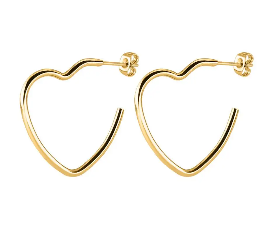 2021 Simple Cuff Hoop Heart Designs Stainless Steel Earrings for Women Punk Jewelry