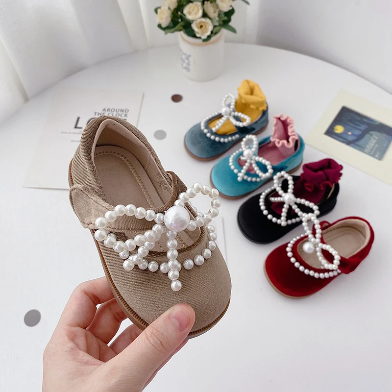 Детские свадебные туфли Pearl Kids в китайском стиле, 2021 Дышащие Детские официальные повседневные туфли, модные классические туфли для девочек