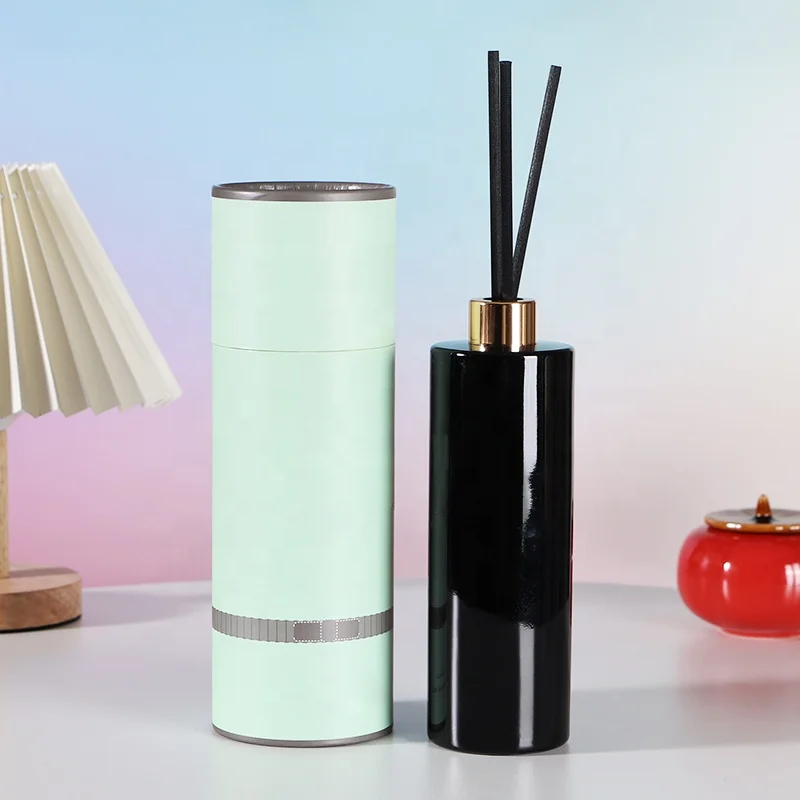 450ml tall room reed glass aroma diffuser tinted glossy black bottle with screw top