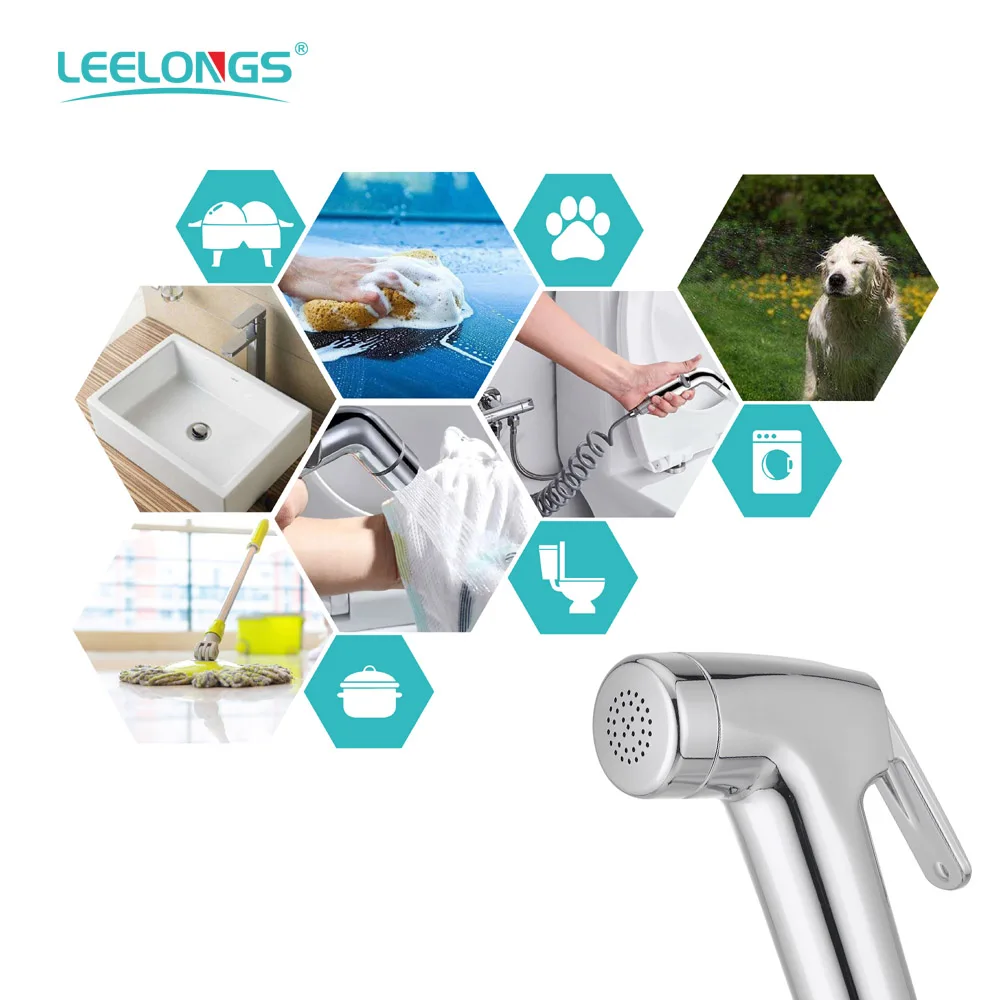 Matte Black Shattaf Bidet Shower Set with Leelongs Anti-twist PVC Flexible Shower Hose