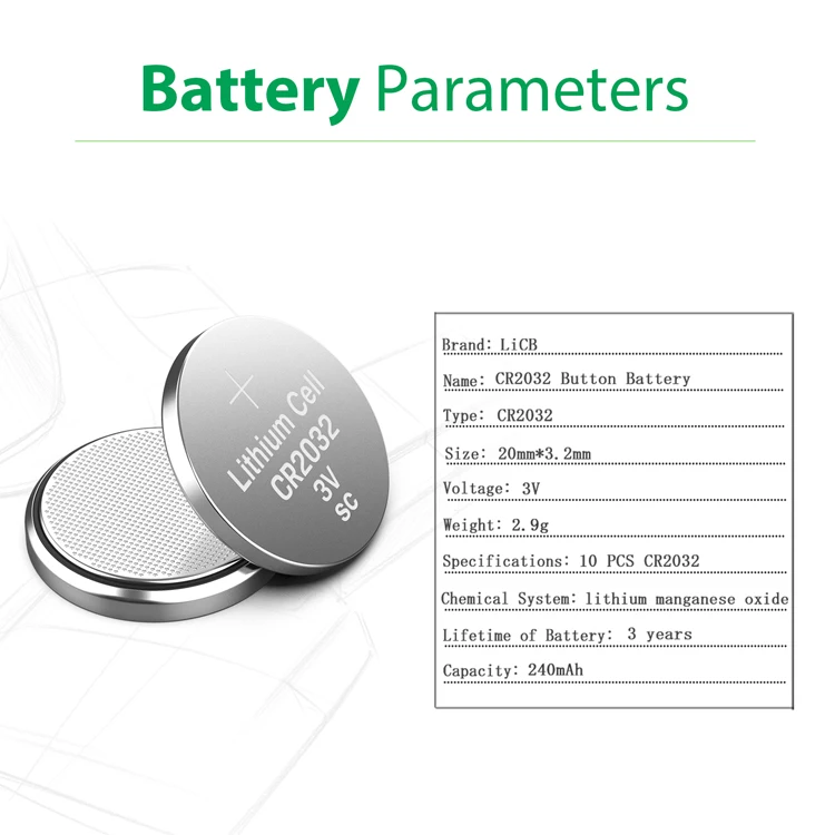 LiCB CR2032  BR2032 DL2032 ECR2032 KCR2032 3V Lithium Battery for Watches Toys Games