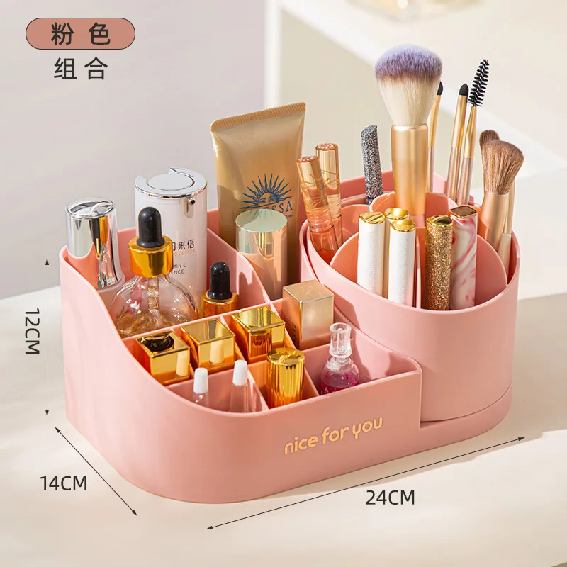 Compartmentalized Skincare Organizer Display Rack Plus Rotatable Cosmetic Organizer Tube Set
