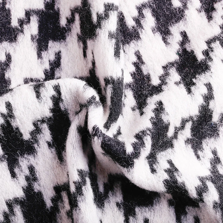 
Factory cheap price 50% wool woolen yarn dyed women houndtooth fabric 