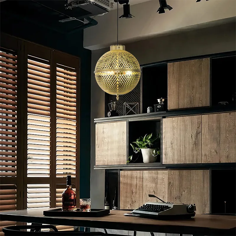 Arabic Lamp Retro Lantern Light Luxury Gold Copper Chandelier Stove Shape Living Room Restaurant Pendant Light