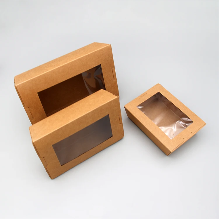 Donut Cookie Chocolate Packaging Box Sweet Bakery Box Food Grade Kraft Paper with Clear Window Disposable Food Package Accept C1