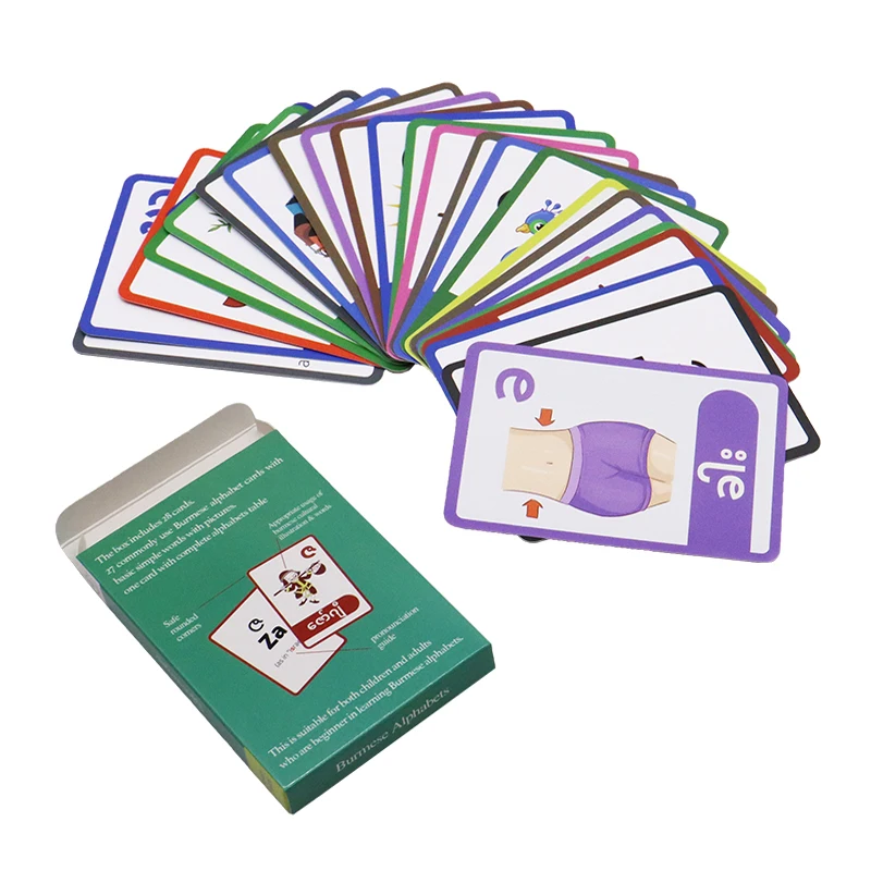 Customized Printed Flash Cards Full Color ABC Learning Card Kids Phonic Flashcards
