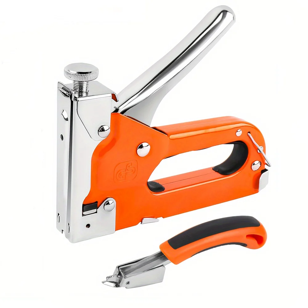Latest Design Industrial Grade Multi-Function Manual Nail Gun Set Includes 4 Types Nail 300 Each &1 Staple Remover For Wood.