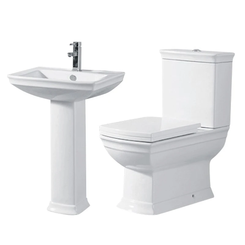 Hotel Sanitary Ware Ceramic Wc Toilet Set With Basins Sink two piece washdown p trap ceramic wc toilet set Bathroom