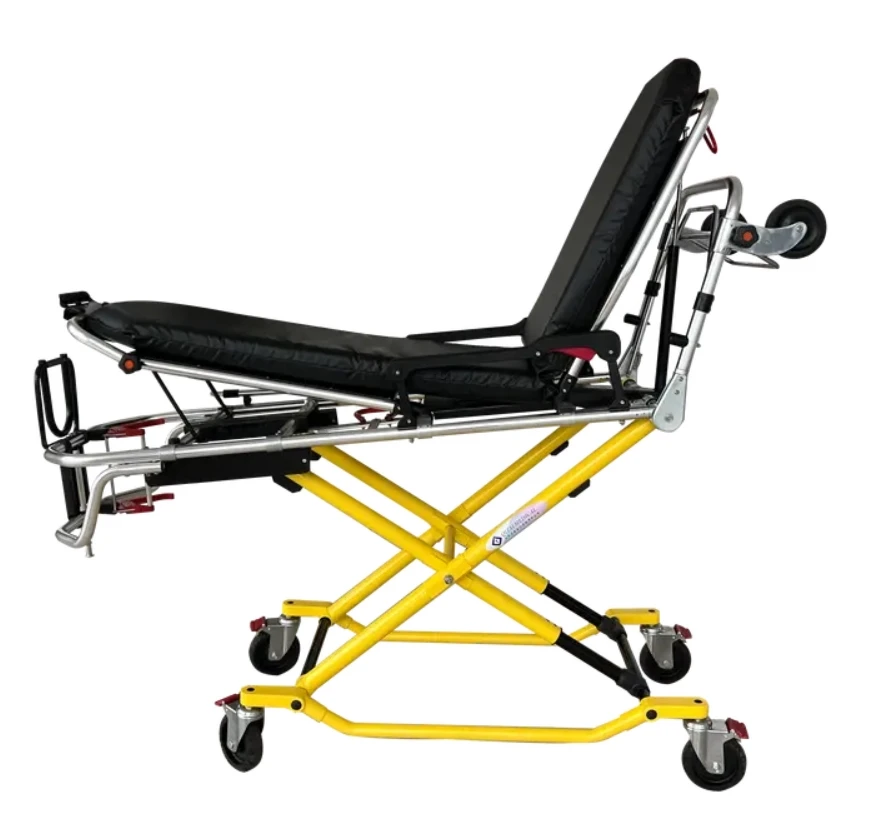 150mm Castor Aluminum Alloy Stretcher For Ambulance With Height Adjustable Backrest Folded