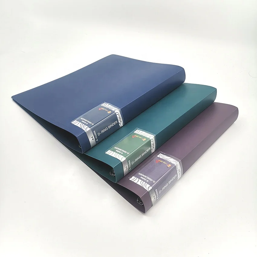 Good quality PP plastic a4 paper 4-holes D-RING binder punch folder with card bag