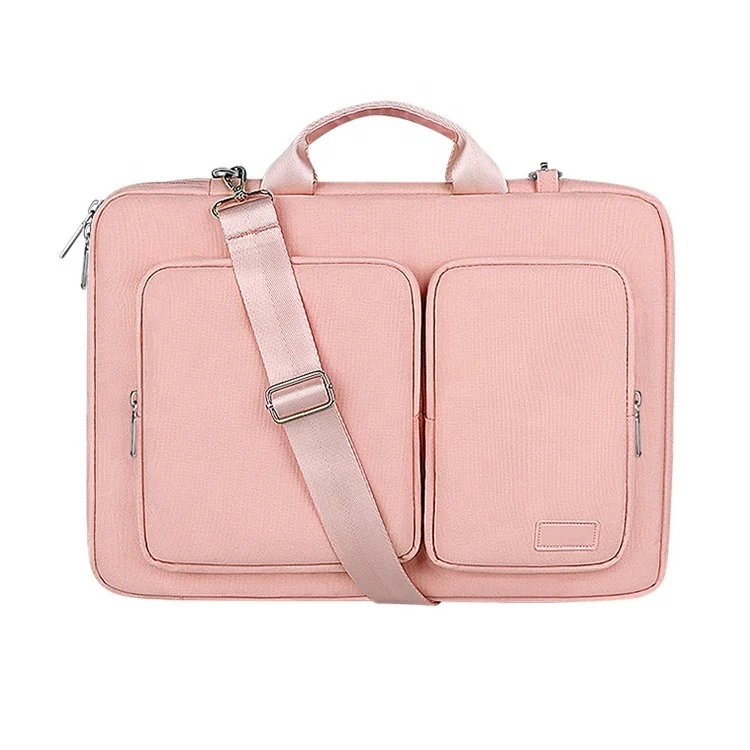 Kinmac 360 Degree Protective Waterproof Pink Nylon Laptop Sleeve Bag with Shoulder Strap Handle for 14 inch Laptop MacBookers