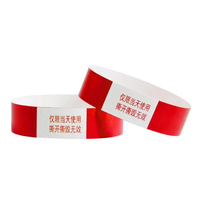 Customized One Time Use Disposable Bracelet Wrist Band Waterproof Plastic Tyvek Paper Wristband