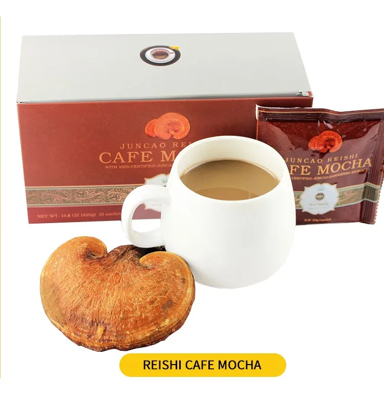 Coffee with Ganoderma Extract ISO20002 Certified Immune Booster Bio Herb Reishi Extract Instant Coffee Mushroom 0.0035 Kg 10 BOX