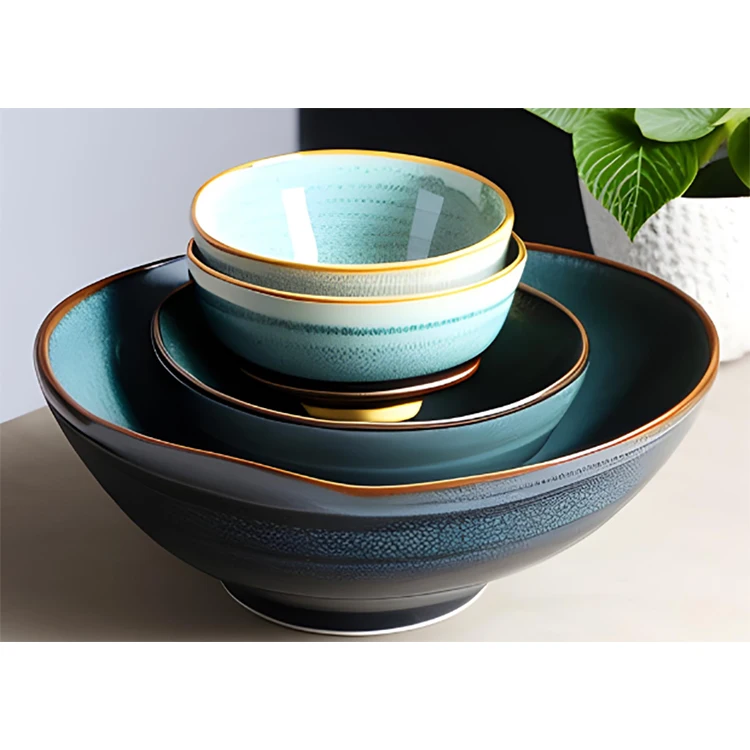 Wholesale reasonable price serving ceramic porcelain bowl blue