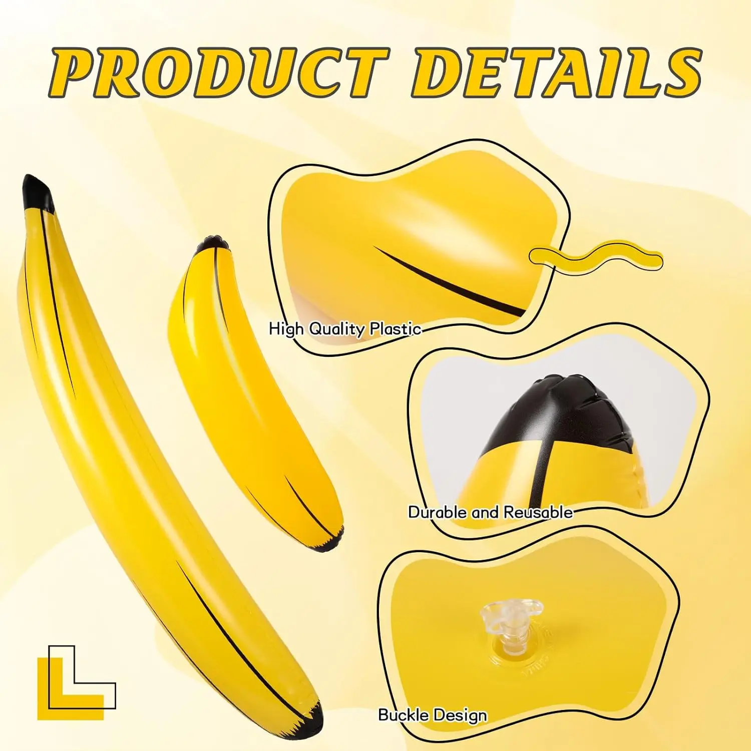 Inflatable Banana Kit Include 70 Inch Banana float,Inflatable Pool Banana,Banana Party Decorations