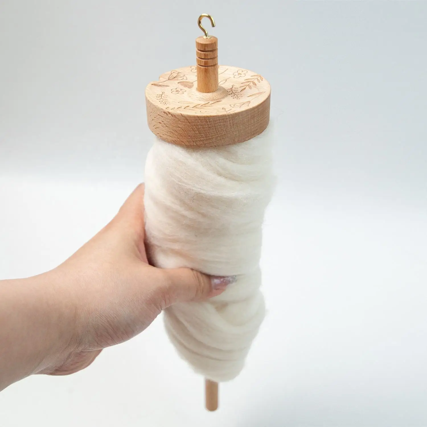 Beginners Sewing Knitting Tool DIY Yarn Wooden Whorl Drop Spindle with Wools Spinning