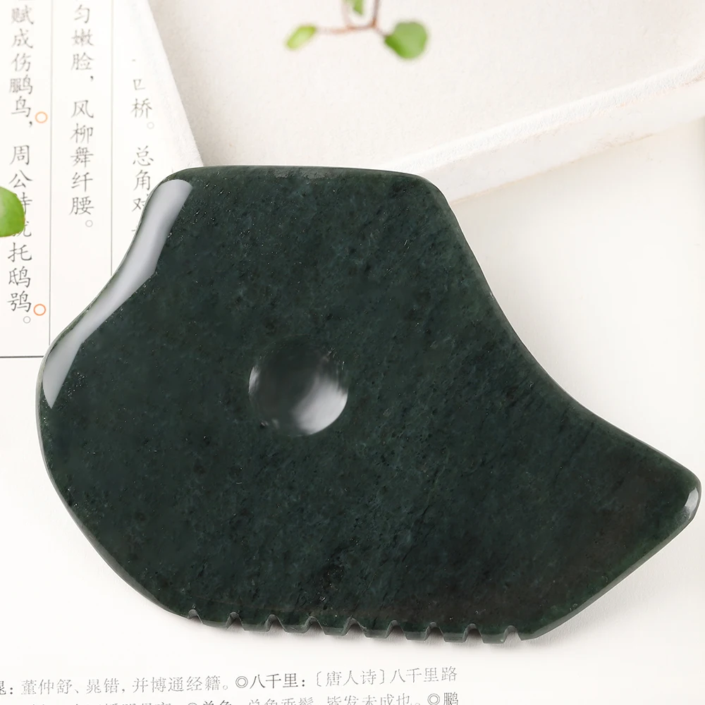 Nephrite Jade Gua Sha Tool GREEN NEPHRITE JADE FACIAL GUA SHA HIGH QUALITY Cosmic Stone Sculpting Massage Tool