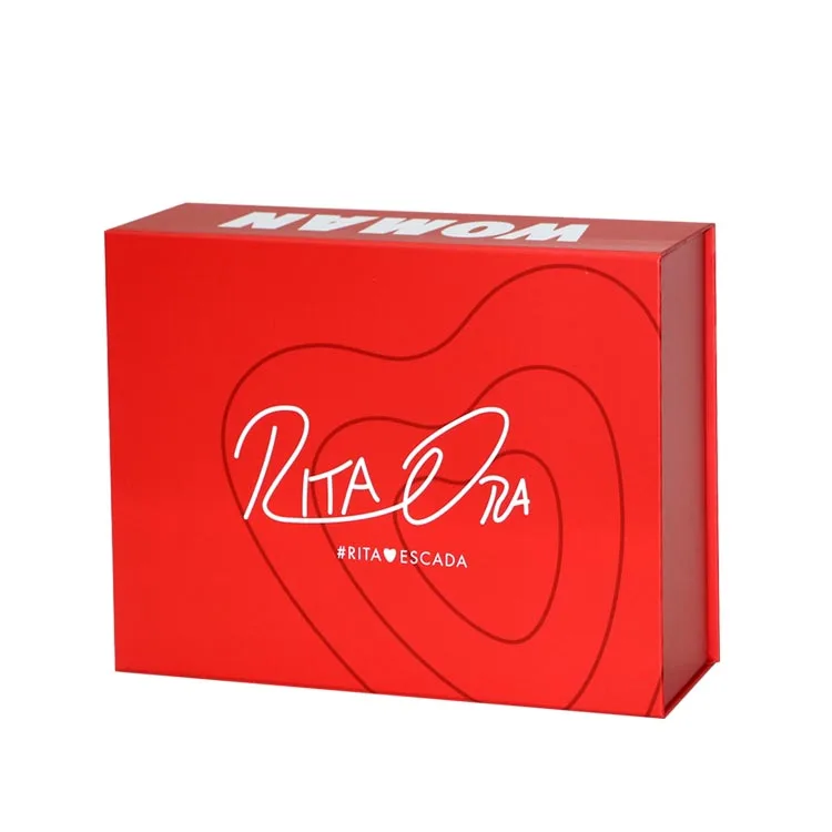 Custom Logo Luxury Paper Red Book Shape Rigid Hard box Magnet Box Packaging Magnetic Lock Gift Packaging Box With Insert